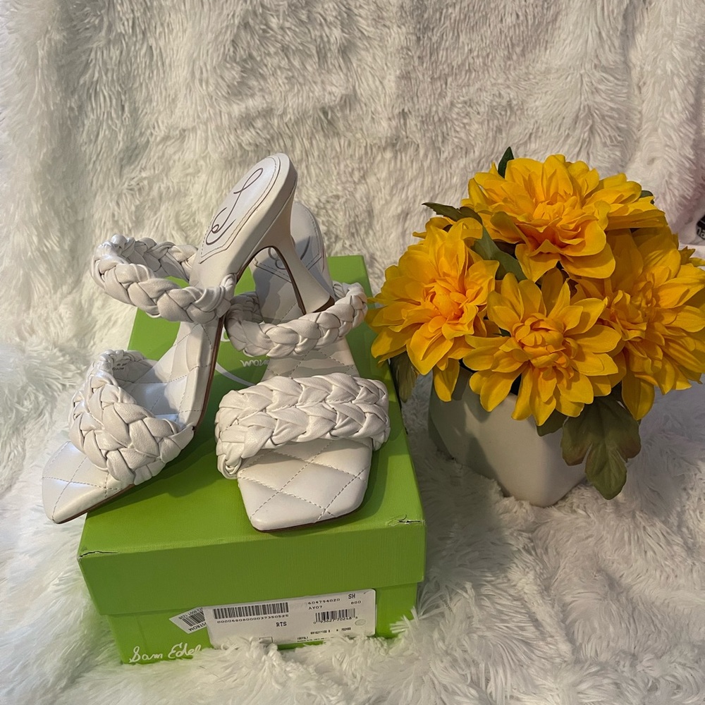 Sam Edelman white, braided sandals size 8